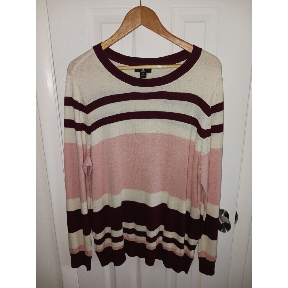 J Jason Wu Top Knit Women's XL Multi Striped Sweater Pink White Maroon **flaw**